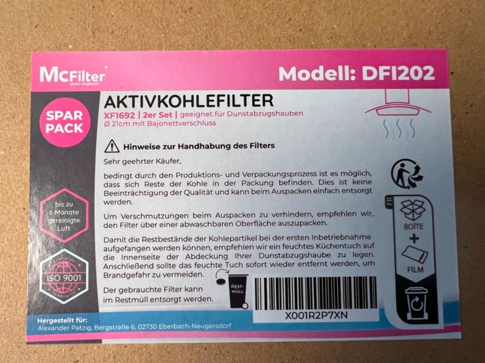 Aktivkohlefilter für Dunstabzugshaube Constructa Bosch Neff in Weingarten