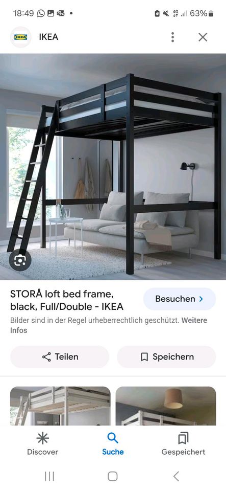 SUCHE Stora Ikea Hochbett in schwarz 140x200 in Hemmoor