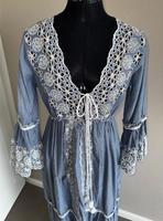 Boho Kleid Gr.L /36~38~40•Blau • Stickerei und Glass Perlen (Neu) Bayern - Geldersheim Vorschau