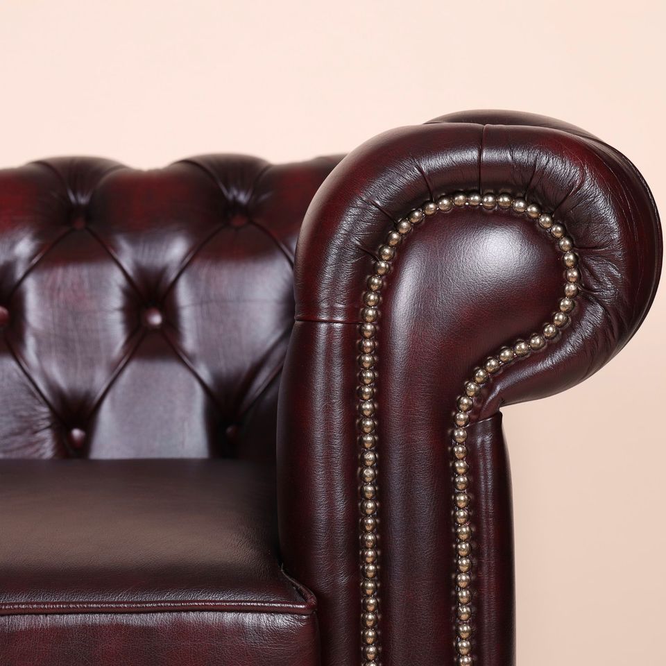 Englische Möbel Chesterfield Leder Sofa 3 Sitzer antik rot UK in Potsdam