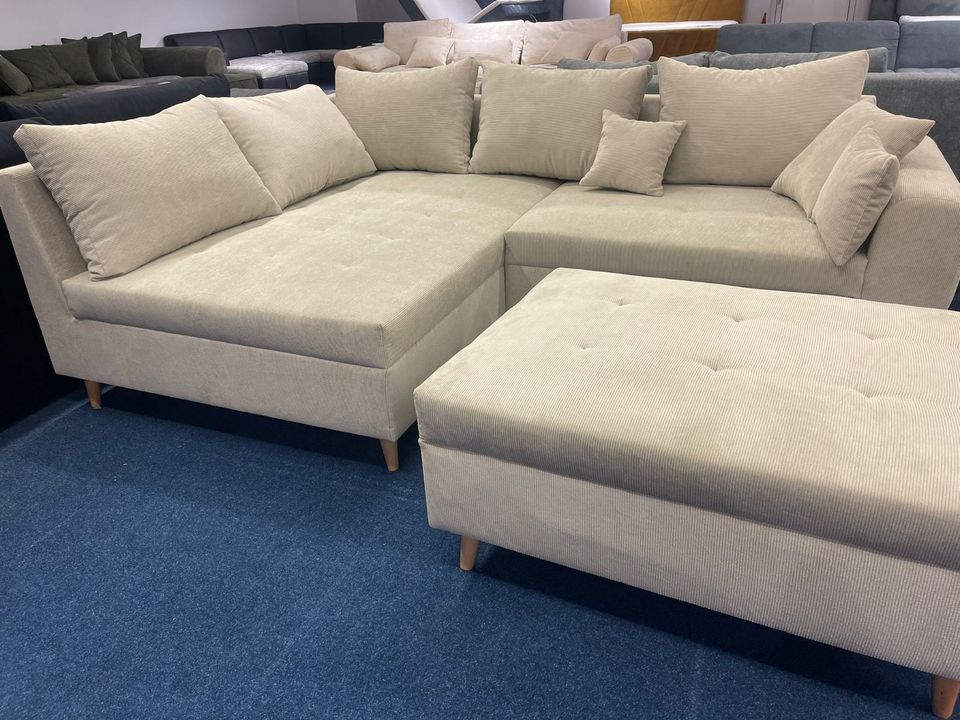 Calanda Ecksofa inkl. Hocker 249 x 175 cm Beige Ed Lifestyle in Taufkirchen Vils