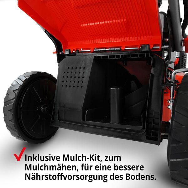 Benzin Rasen Mäher mit Antrieb Schnittbreite 51 cm Elektrostart Radantrieb Mulch VB in Greven