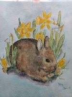 Original Aquarellbild kleiner Osterhase Nordrhein-Westfalen - Soest Vorschau