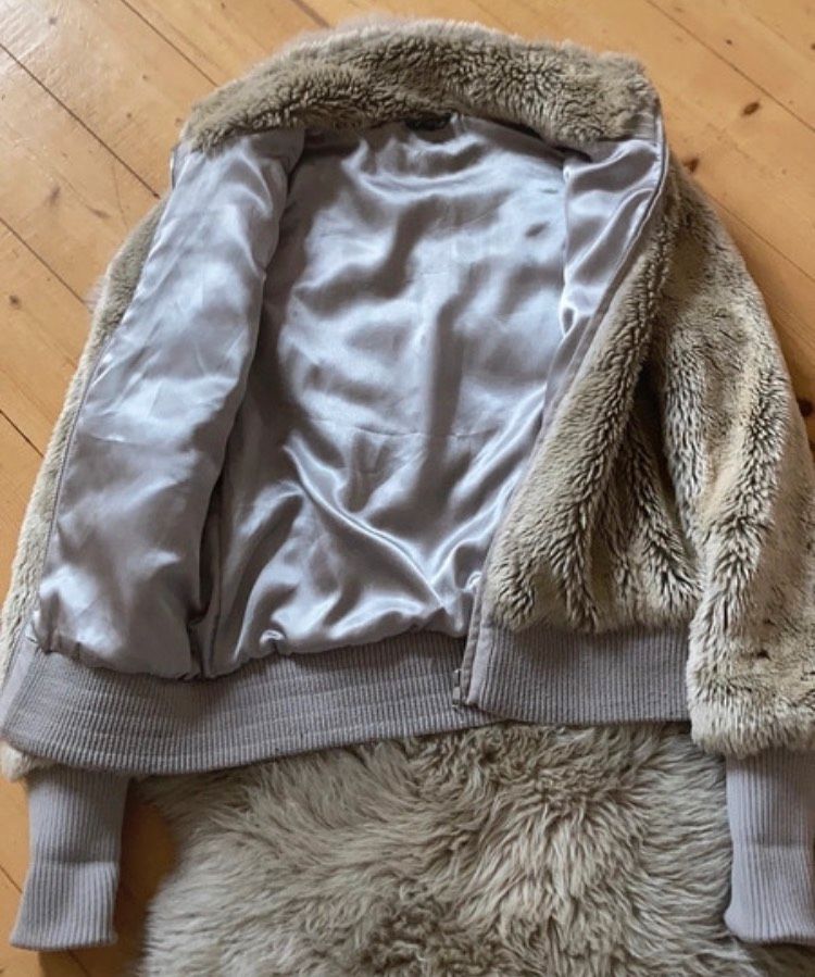 Topshop M Vintage Jacke Silber Teddyjacke Felljacke in Uetze