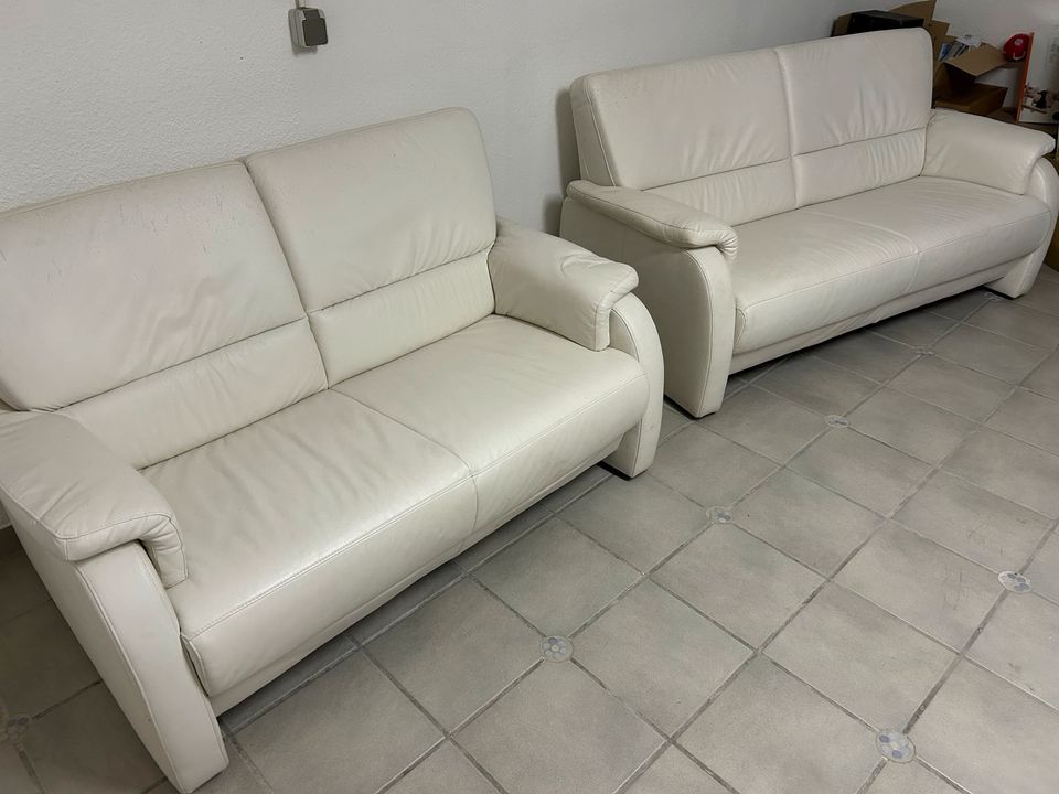 Musterring Leder  Couch Garnitur weiß 1,40 und 1,70 in Korschenbroich