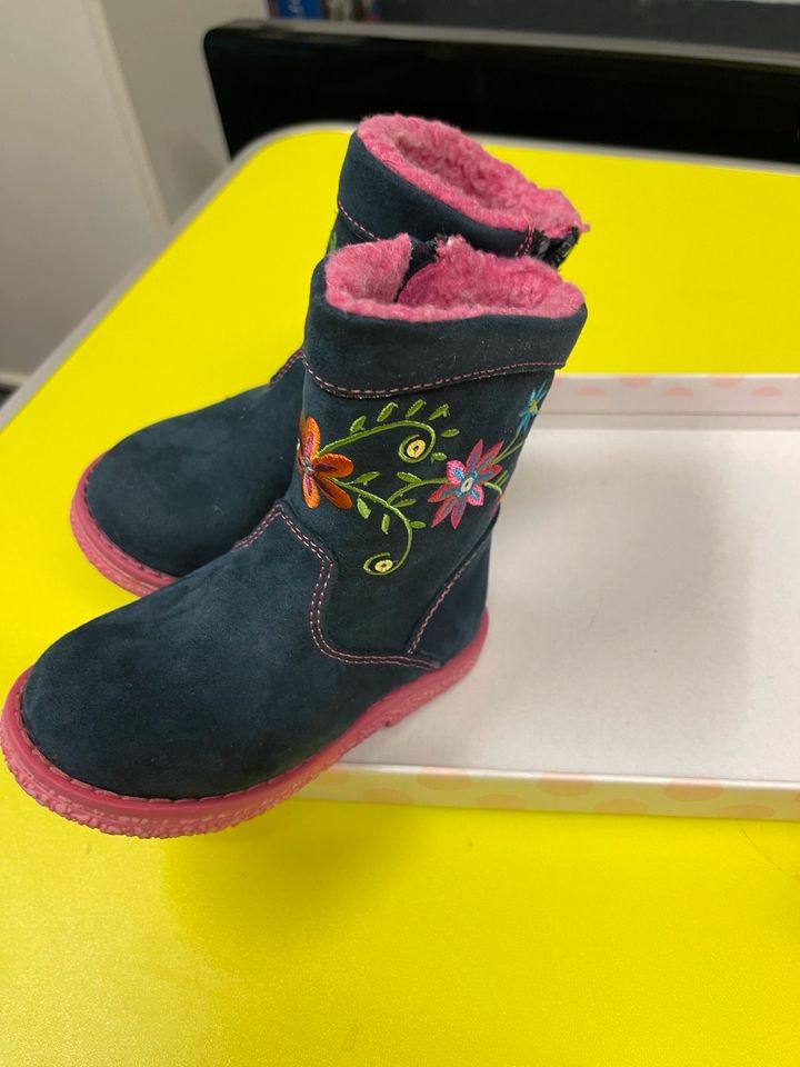 Mädchen stiefel Gr 21 Blau/Pink mit Blumen Neu in Reutlingen