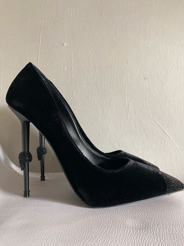 Original Philipp Plein Skull Samt High Heels Gr.38 Strass 1190,- in Düsseldorf