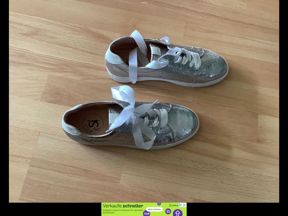 NEU SI Barcelona Leder Sneaker Silber Weiß Gr 39 NP 149€ in Gremmendorf