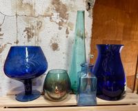 Glas Vasen Windlicht blau Blauglas Deko Retro Hessen - Witzenhausen Vorschau