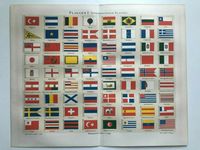 Flagge Fahne International weltweit Lithographie alt Druck Hessen - Kassel Vorschau