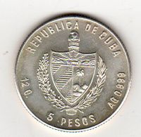 Silbermünze Kuba 5 Pesos1982, selten Baden-Württemberg - Freiburg im Breisgau Vorschau