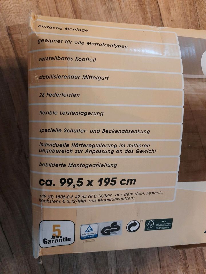 1 Lattenrost, 7 Zonen, 100 x 200 cm, neu in Brüggen