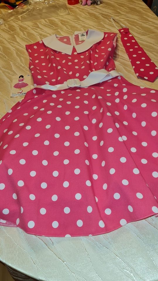 Buttinette Orlos Rock’n’Roll Kleid Petticoat Krawatte pink 40 in Bitterfeld