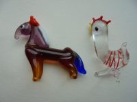 Glasfigur Pferd braun mit roten Ohren und Hahn Vogel transparent Stuttgart - Stuttgart-Mitte Vorschau