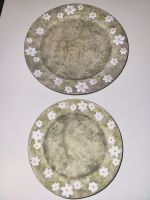 Deko-Teller-Set, klein & groß, Keramik, grün mit Blumen Hessen - Fritzlar Vorschau