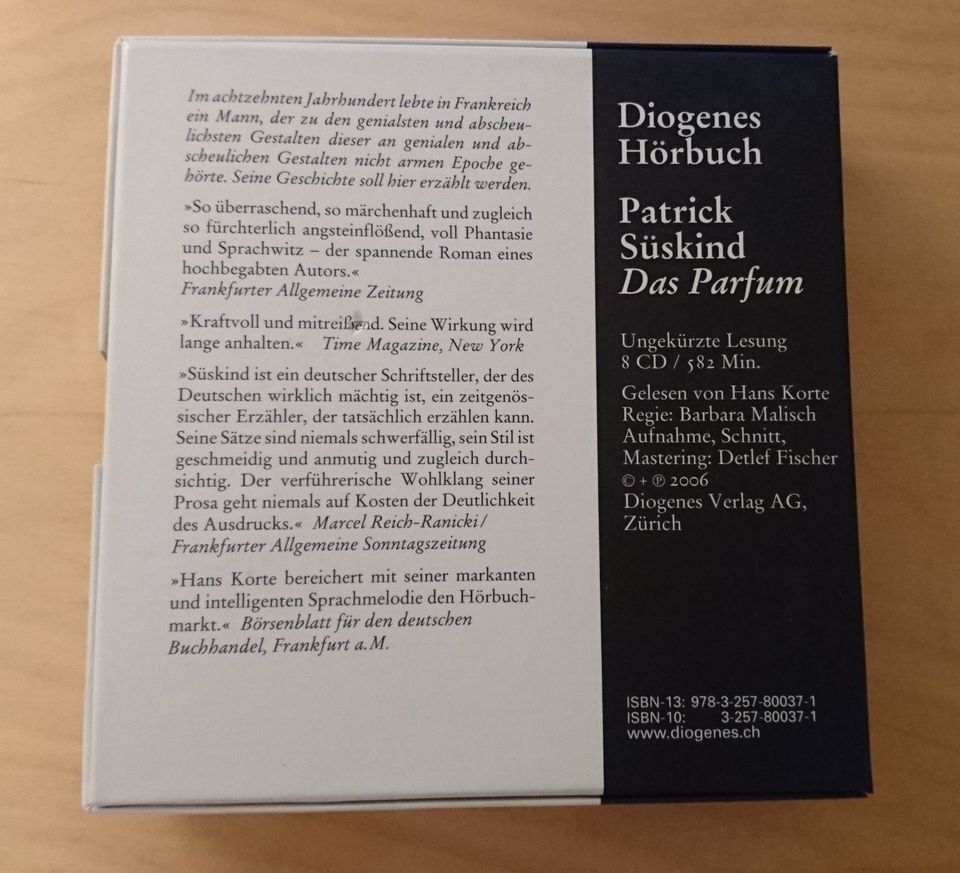 Patrick Süskind - Das Parfum - Hörbuch - Diogenes - 8 CDs in Osnabrück