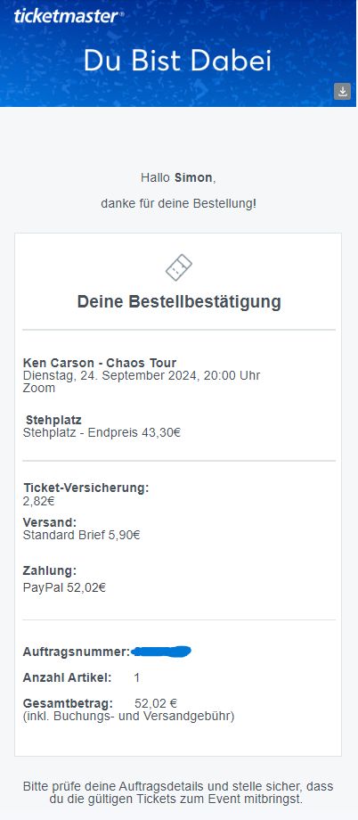 Ken Carson Chaos Tour 1 Frankfurt/Offenbach Ticket in Taunusstein