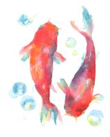 Koi Aquarell, Wandbild, Gemälde, Kunst, Bild, Deko Baden-Württemberg - Weinsberg Vorschau