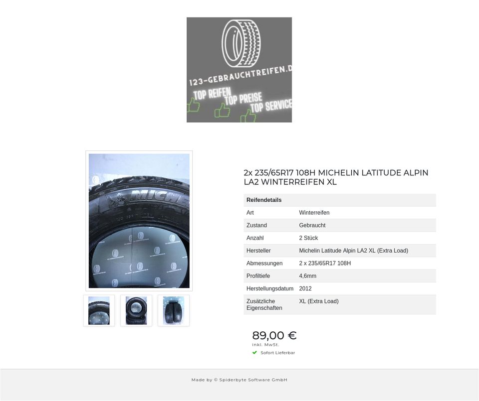 2x 235/65R17 108H MICHELIN LATITUDE ALPIN LA2 WINTERREIFEN XL in Reichertshofen