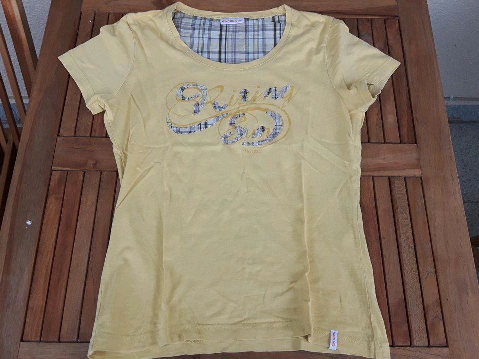 T-Shirt von Gin Tonic Gr. S, helles Senfgelb braunes Karomuster: in Lichtenfels