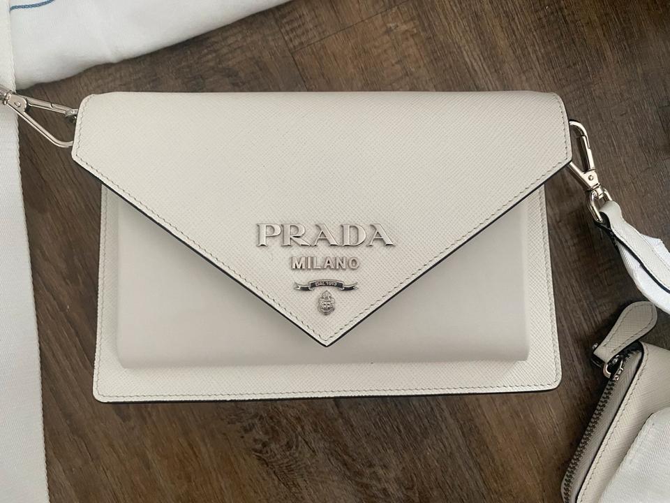 Prada logo clutch new arrivals