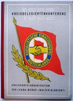 DDR Urkundenmappe 1955 Kreisdelegiertenkonferenz Leuna-Werke Kr. München - Ottobrunn Vorschau