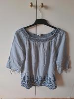 Damenbluse blaugestreift, Stickereine, Gr.42 Bayern - Meeder Vorschau