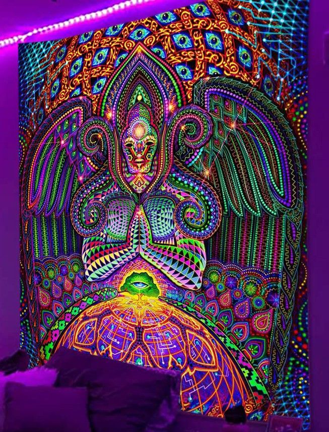 UV/Schwarzlicht Wandtuch "DMT Realm" in 150x130cm || Wandteppich in Straubing