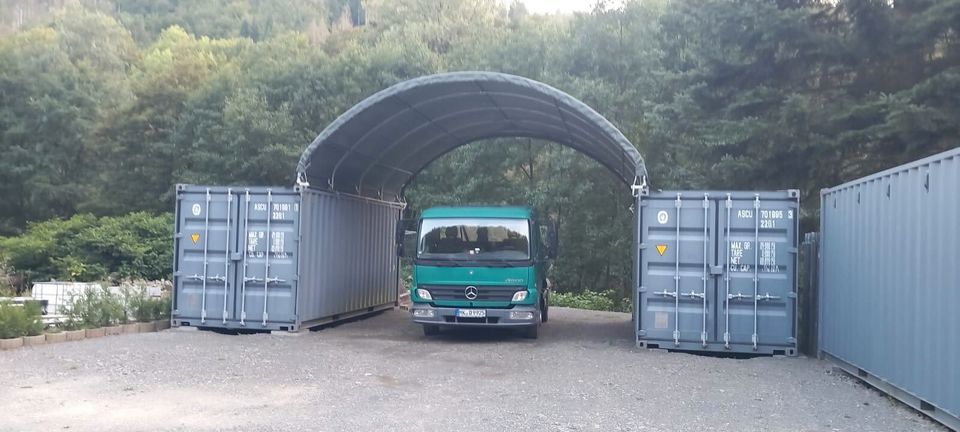 Leichtbauüberdachung für Container Fahrsilo Baustelle & mehr! - Wetterfestes Containertop Containerzelt Containerüberdachung - Rundbogenüberdachung Zelthalle Lagerzelt - Garage Carport Schutz Depot in Döbeln