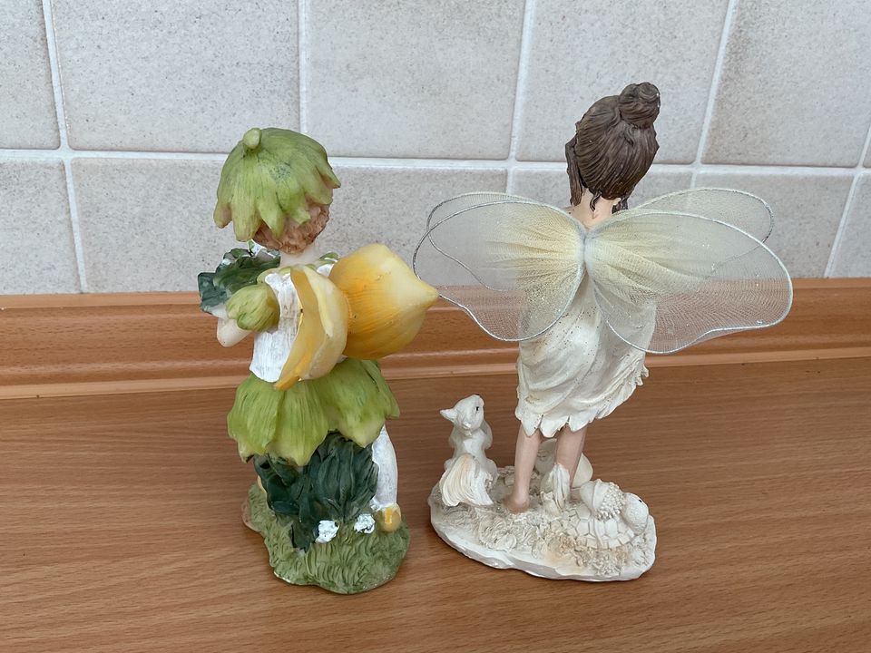 2 Deko Figuren Elfen Elfenfiguren Feen Elben Blumenkinder in Diedorf