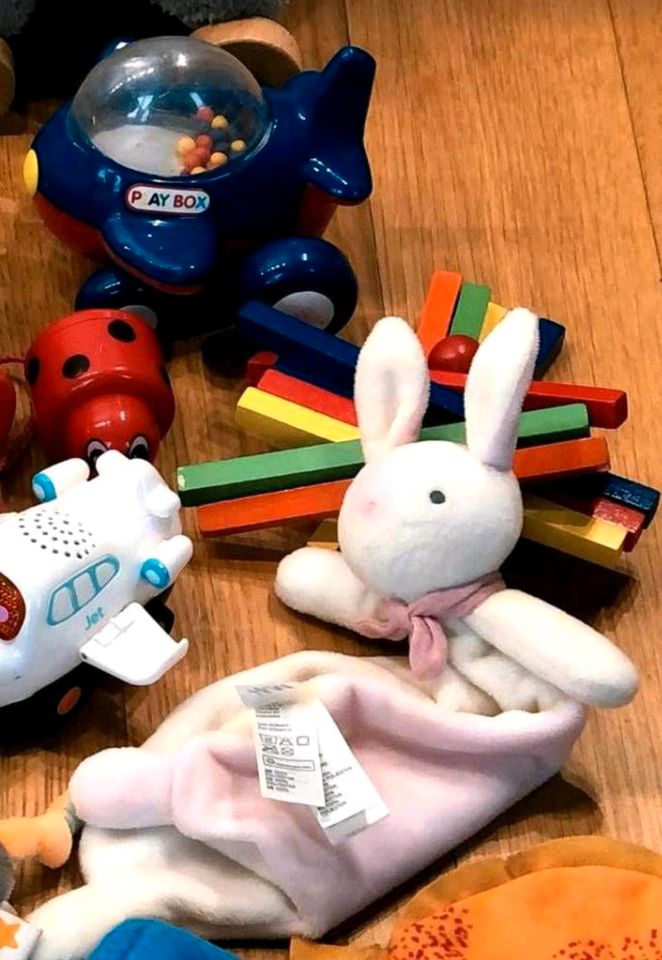 Holz-Steck-Puzzle Schmusetuch-/Greif-Tier Baby-Spielzeug Förmchen in Hamburg
