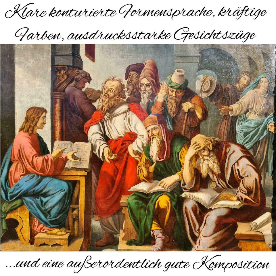 Jesus im Tempel n. Carolsfeld XXL Nazarener Gemälde museal sakral in Gommern