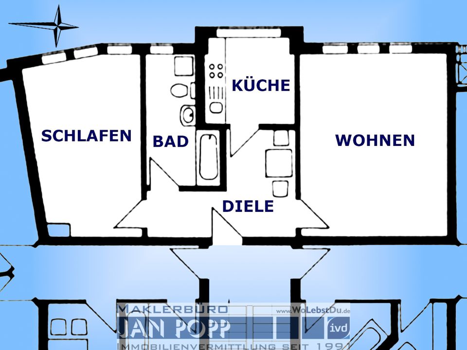 Sonnige Zweiraumwohnung in Greiz