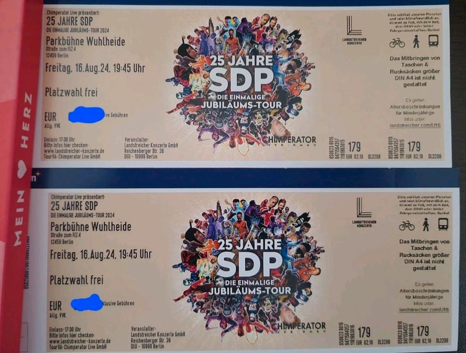 Biete 2x Karten für SDP am 16.8.24 in Berlin in Berlin