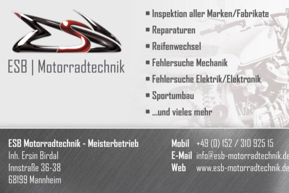 Motorradwerkstatt Kawassaki, Yamaha, Honda, Suzuki in Mannheim