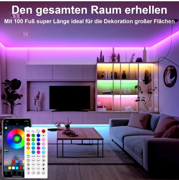 Cozylady Bluetooth LED Strip 30m, RGB Streifen mit Fernbedienung in Duisburg