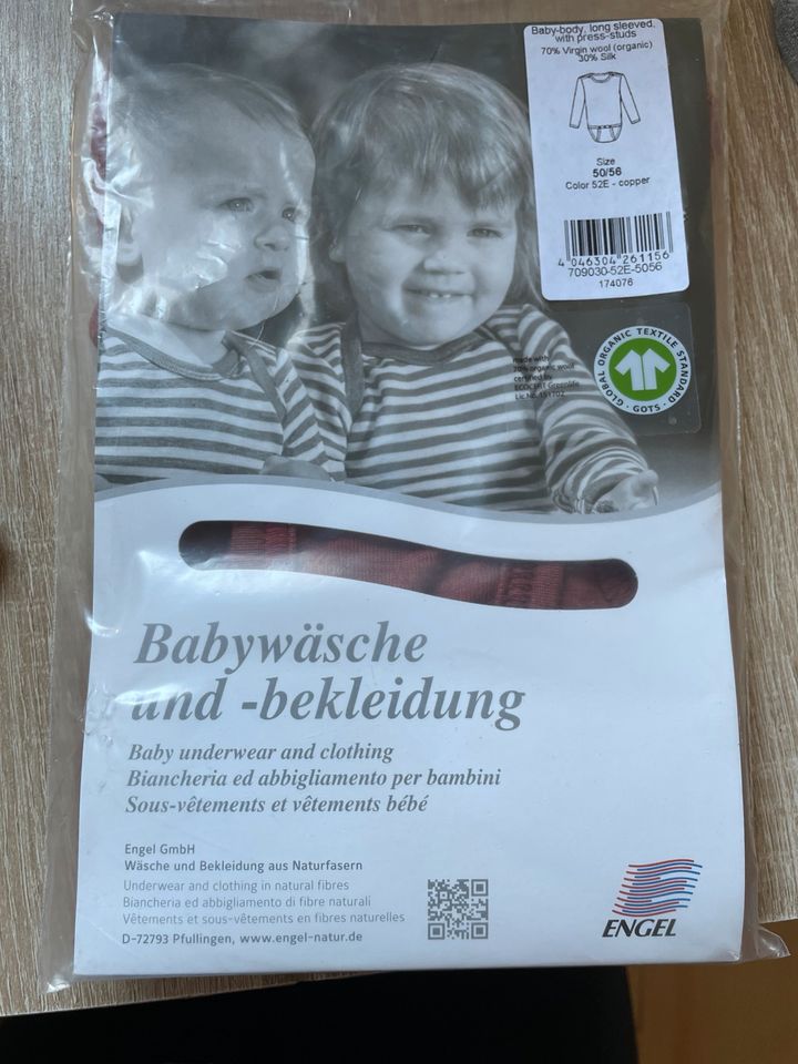 Engel Natur wolle Seide Baby Body langarm 50/56 neu und ovp in Oederan