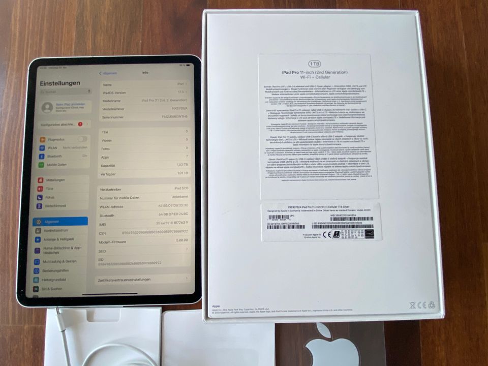 NEU iPad Pro 11 2. Generation 1 TB Wi-Fi Cellular silber / silver in Winnenden