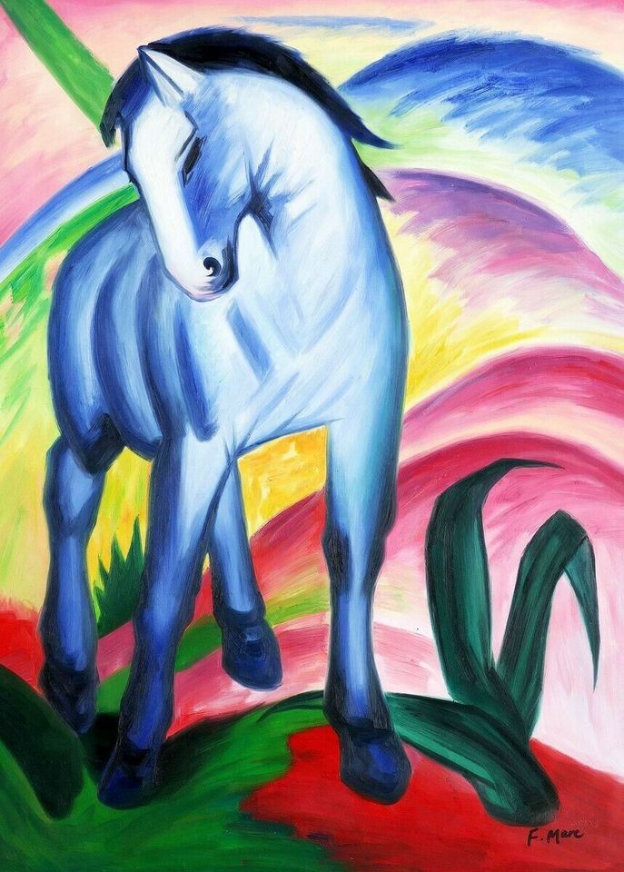 Franz Marc - Blaues Pferd i97975 80x110cm Ölbild handgemalt in Berlin