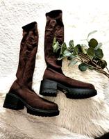  Socken-Stiefel in Dunkelbraun mit Blockabsatz  Bayern - Simbach Vorschau
