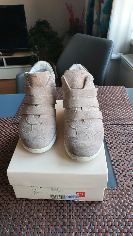 Högl Sneaker mit Blockabsatz Velour Leder Taupe Gr. 7 in Frankfurt am Main