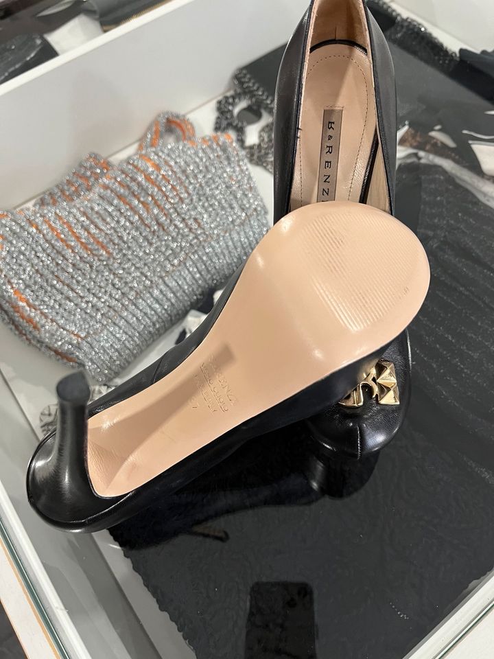 Plateau Pumps von R&Renzi, schwarz, Gr. 37/36, Leder in Stapelfeld