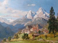 Gemälde Ölbild,  ANTON BENNEWITZ Ansicht v. Berchtesgaden Neustadt - Alte Neustadt Vorschau