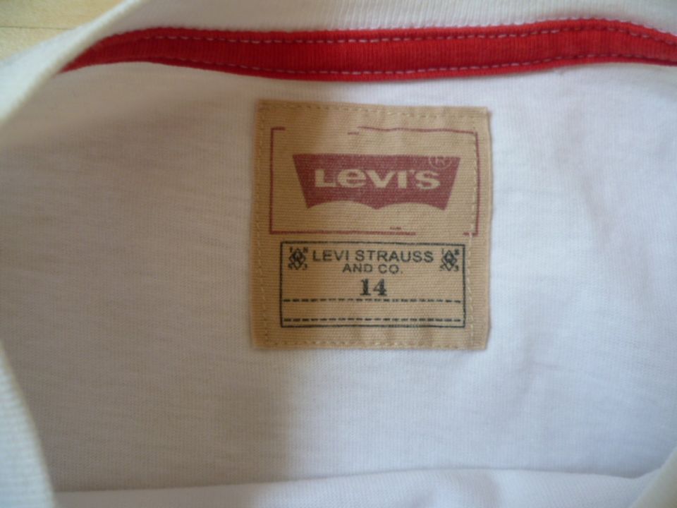 'Levi's' Shirt Gr. 164 (14); Weiß mit roter Schrift in Taunusstein