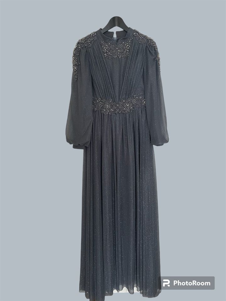 Damenkleid Abendkleid elegant grau Pailletten in Mauritz