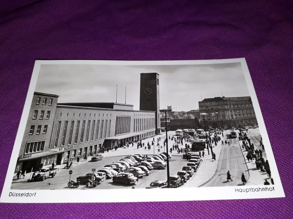 Düsseldorf Hauptbahnhof Taxistand Taxi Antik Postkarte 1950er in Elmshorn