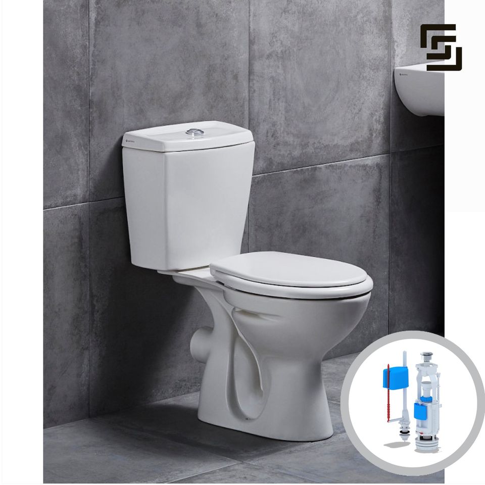 Stand-WC SET Komplett | mit  Keramik Spülkasten | Softclose WC Sitz | Wand | mit Deckel | Toilette | Badezimmer | Bad | Klo | Keramik in Kierspe