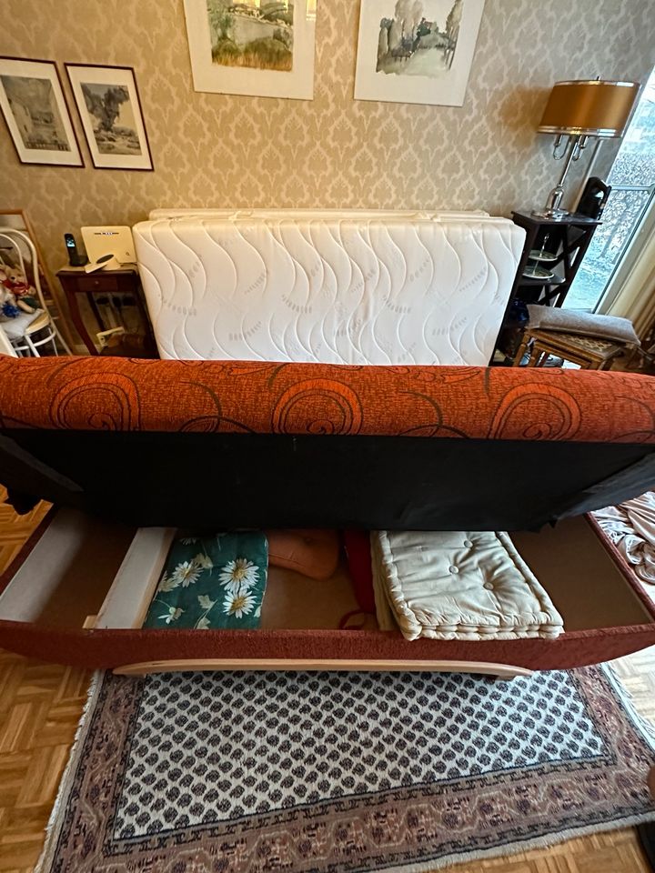 Rotes Aufklappbares sofa mit Bett mit Stauraum in Hamburg