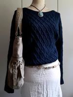 dunkelblauer Strickpullover Zopfstrick Zopfmuster Pullover Brandenburg - Panketal Vorschau