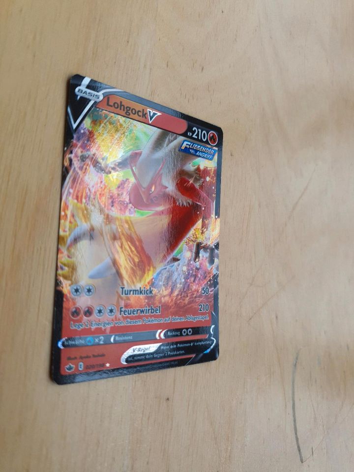 Pokemon Holo V-Karte, "Lohgock V", dt., original in Steinhöring